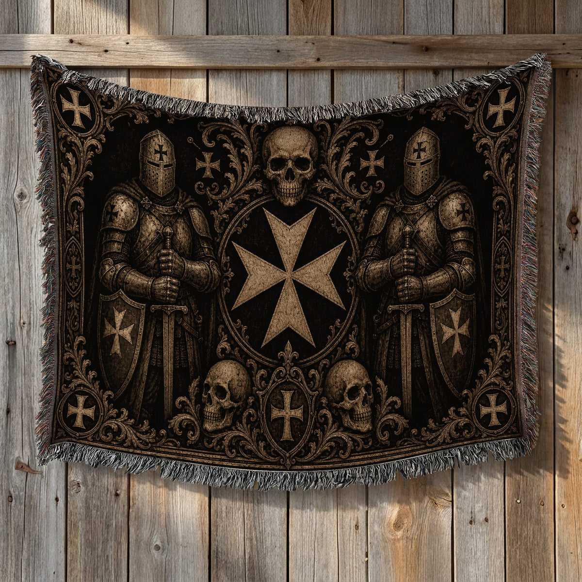 CalmNestStyle The Eight Pointed Cross Knights Under the Cross jacquard woven blanket