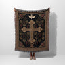 Religious Ornate Cross Vine Dove Pomegranate Woven Blanket