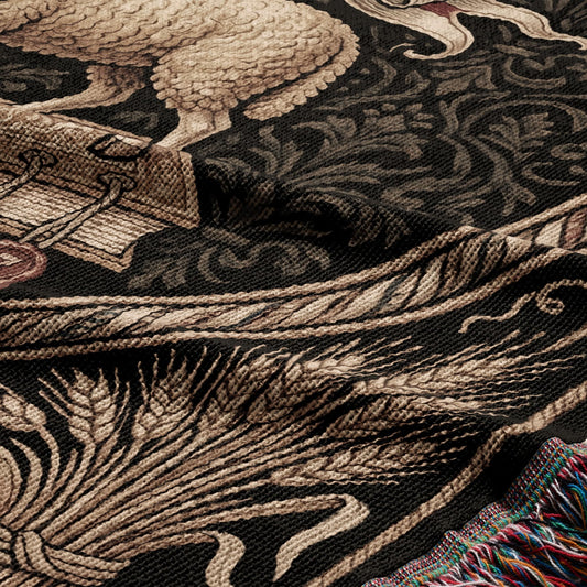 CalmNestStyle Divine Lamb & Dove Tapestry Woven Blanket jacquard woven blanket