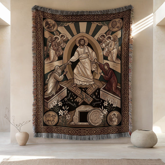 Religious Art Tapestry with Jesus and Saints Wall Decor