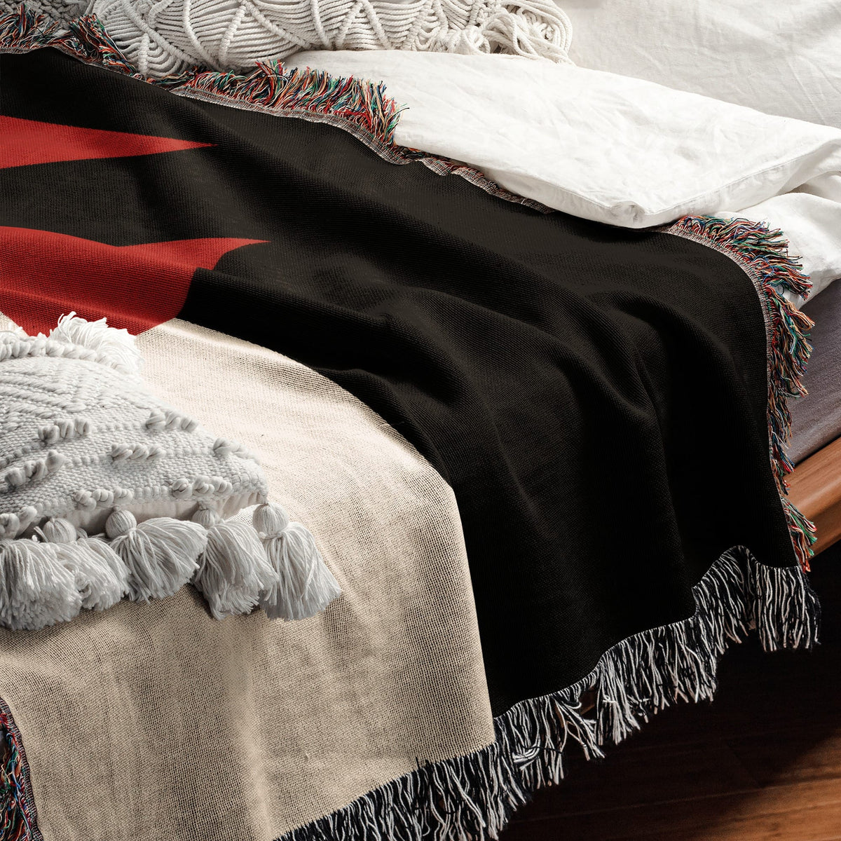 CalmNestStyle The Beauseant Templar Battle Flag Personalized jacquard woven blanket