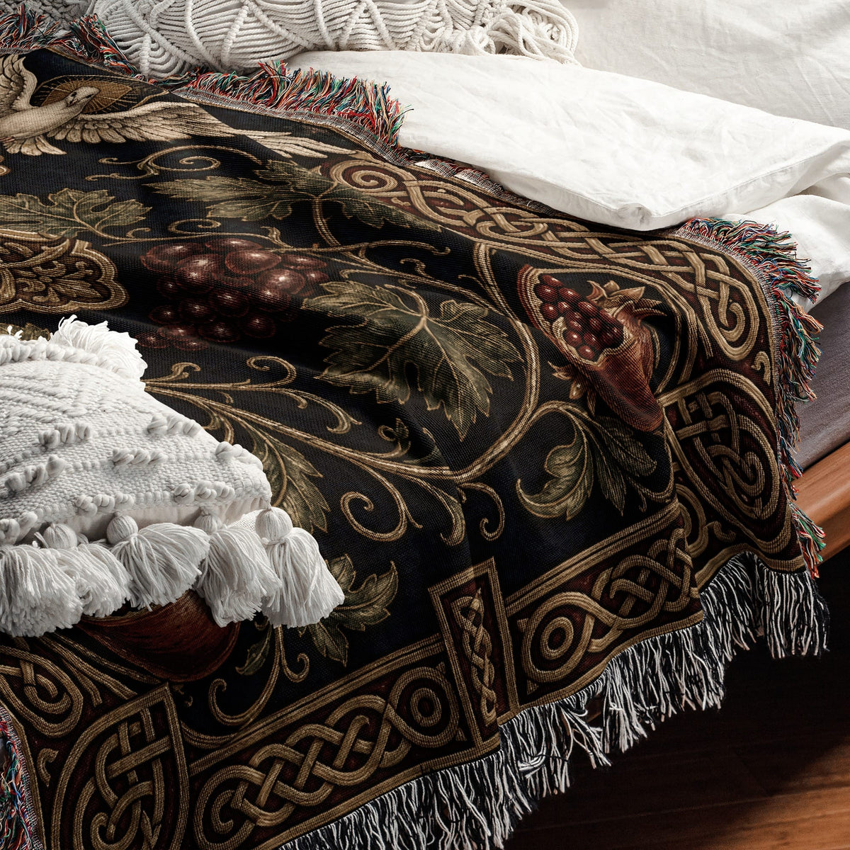 CalmNestStyle Cross of the True Vine jacquard woven blanket