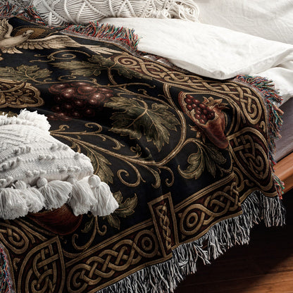 CalmNestStyle Cross of the True Vine jacquard woven blanket