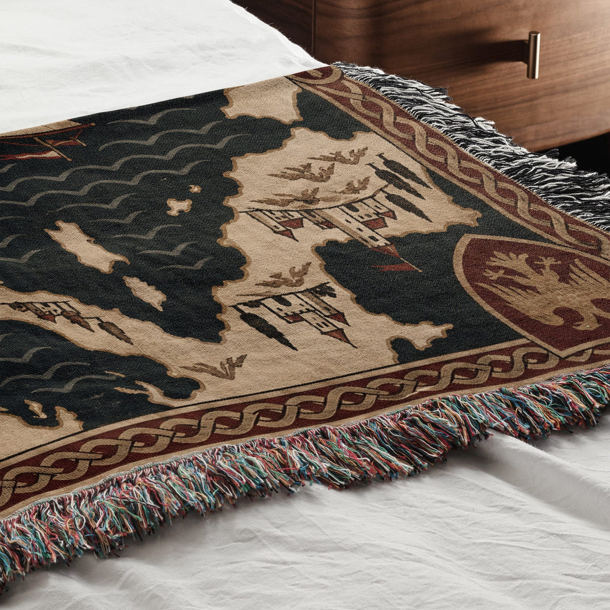 CalmNestStyle Crusader Sea Route Map I Fleet to the Holy Land jacquard woven blanket