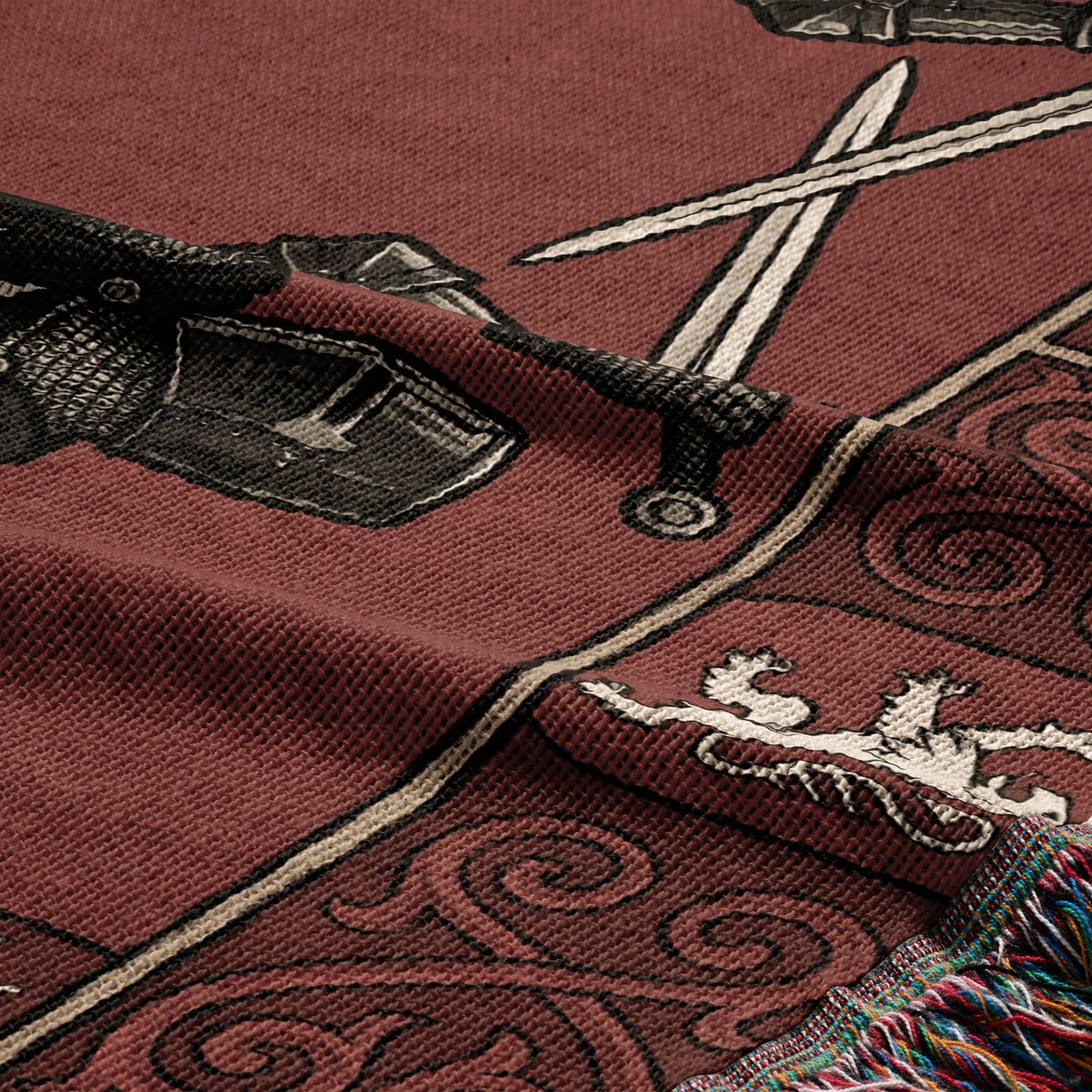 CalmNestStyle Hospitaller Knights Crossed Swords Lions Woven Blanket jacquard woven blanket