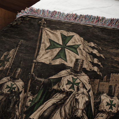 MyDesigns Saint Lazarus Host – Green Maltese Crosses at Dusk jacquard woven blanket