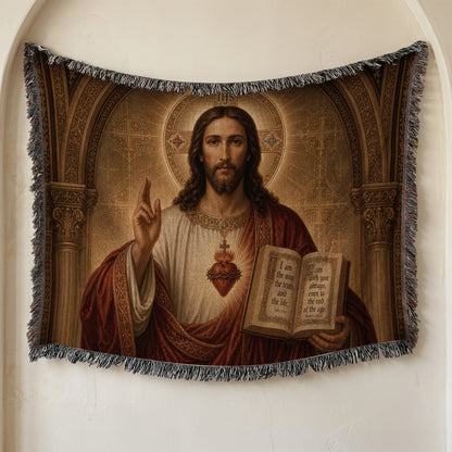 CalmNestStyle The Sacred Heart of Jesus jacquard woven blanket