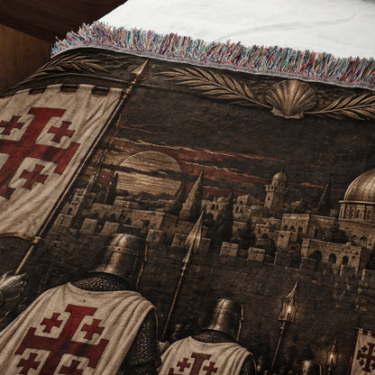 MyDesigns Jerusalem Cross Banners – The Torchlit Gate jacquard woven blanket
