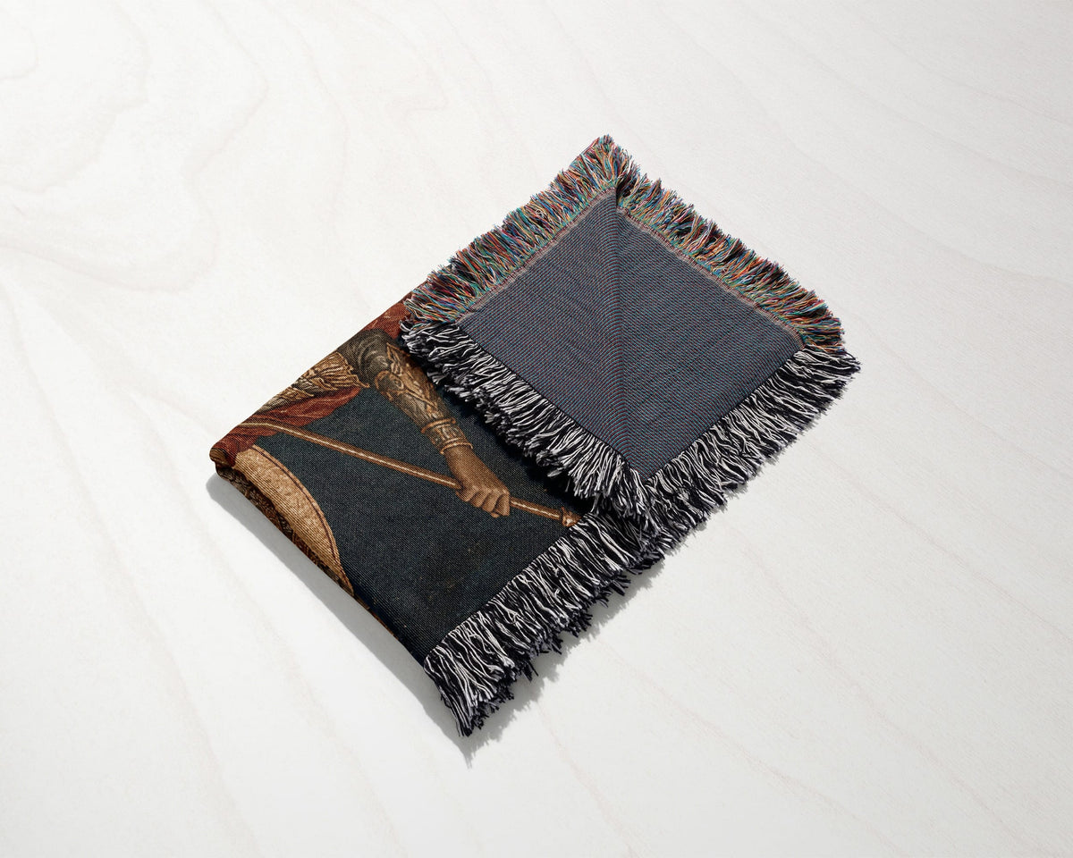 CalmNestStyle Saint George Icon With Gold Halo jacquard woven blanket