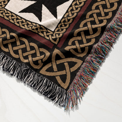 MyDesigns Medieval Tapestry Blanket – Jerusalem Cross Heraldic Medallion Woven Throw jacquard woven blanket