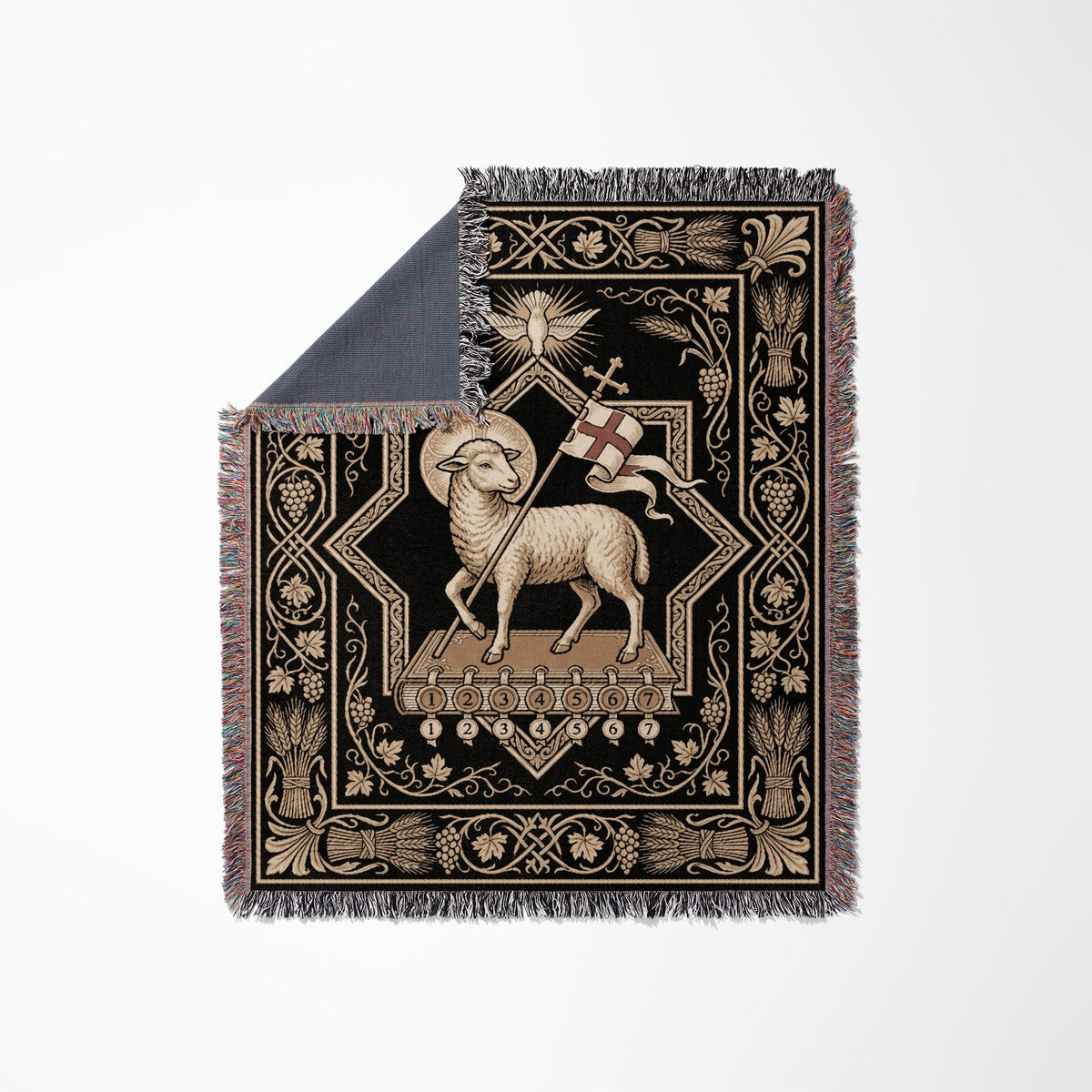 CalmNestStyle Agnus Dei Sacred Art Woven Blanket jacquard woven blanket