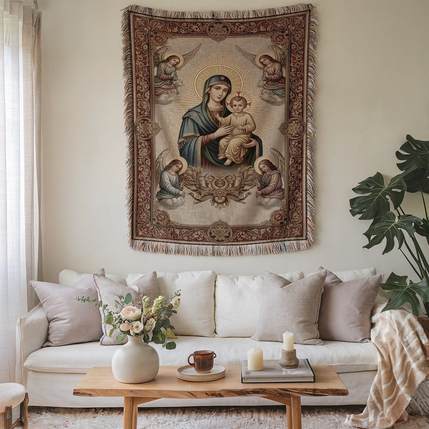Decorative Religious Wall Art Tapestry with Christian Theme