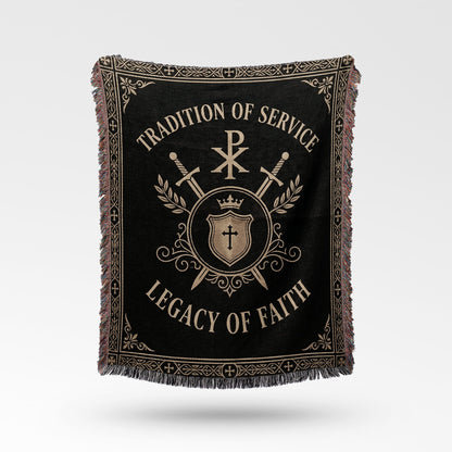 CalmNestStyle Tradition of Service Legacy of Faith Chi-Rho Woven Blanket jacquard woven blanket