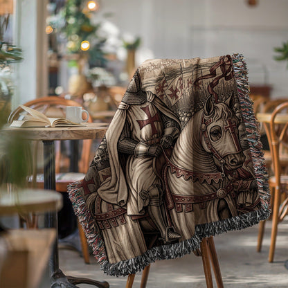 Knight and Horse Medieval Design Throw Blanket