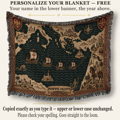 CalmNestStyle Crusader Sea Route Map I Fleet to the Holy Land jacquard woven blanket