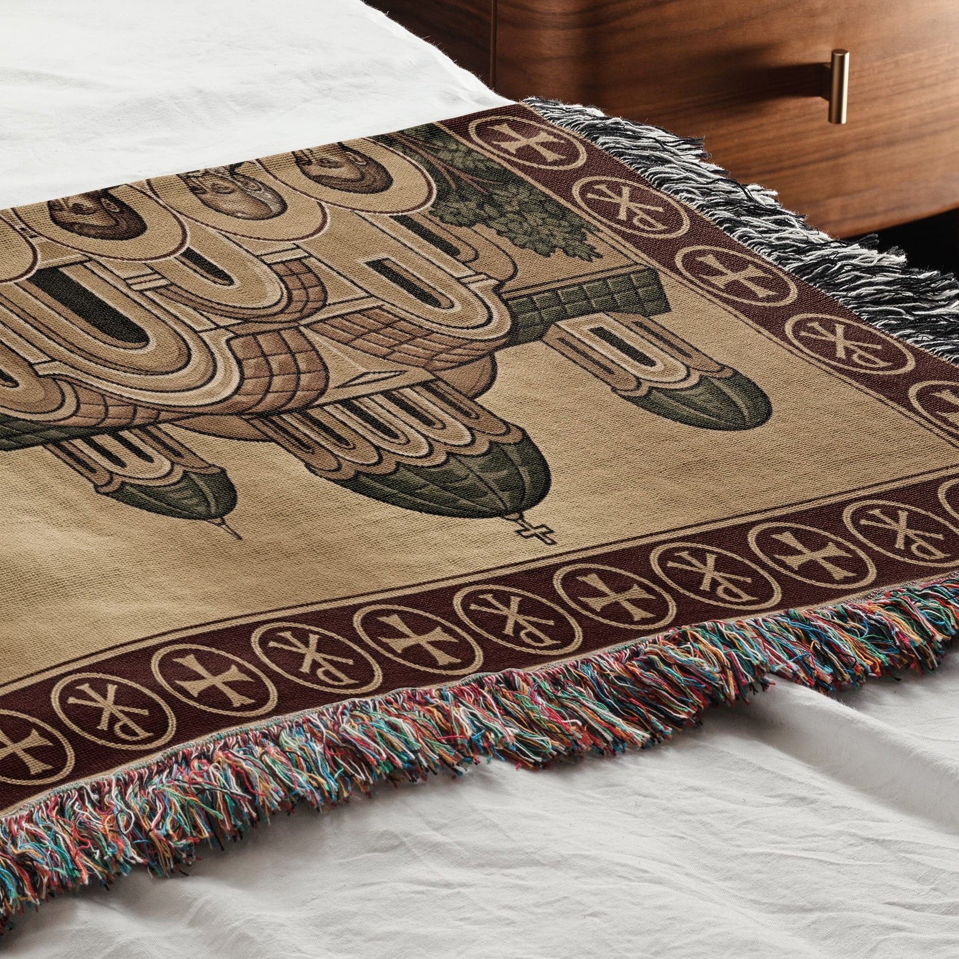 MyDesigns Gold Communion of Apostles Horizontal Tapestry - Byzantine Icon jacquard woven blanket