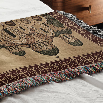 MyDesigns Gold Communion of Apostles Horizontal Tapestry - Byzantine Icon jacquard woven blanket