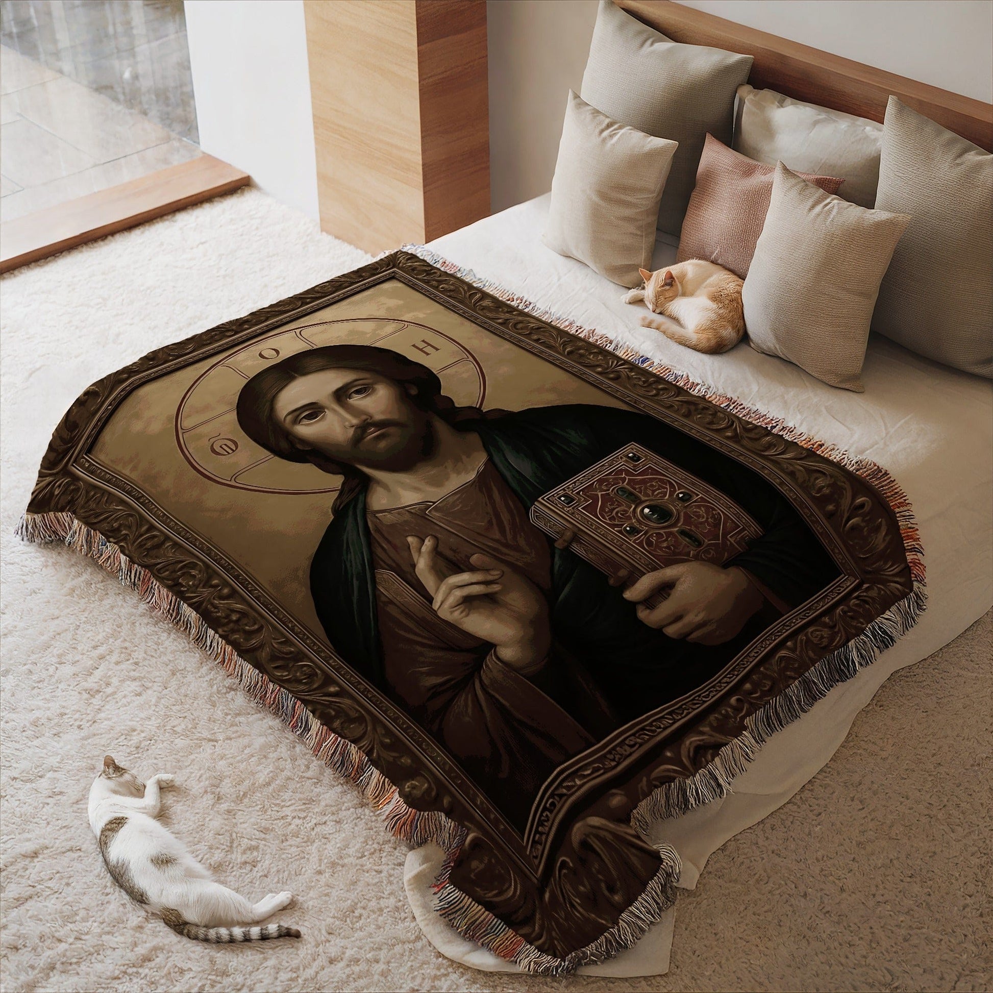Religious Jesus Icon Blanket for Bedroom Decor