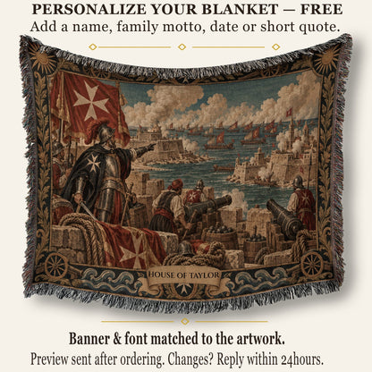 CalmNestStyle Knights of Malta Cannons on the Harbor Walls Woven Blanket jacquard woven blanket