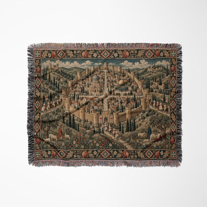 CalmNestStyle Jerusalem on the Hill I Knights and Pilgrims jacquard woven blanket