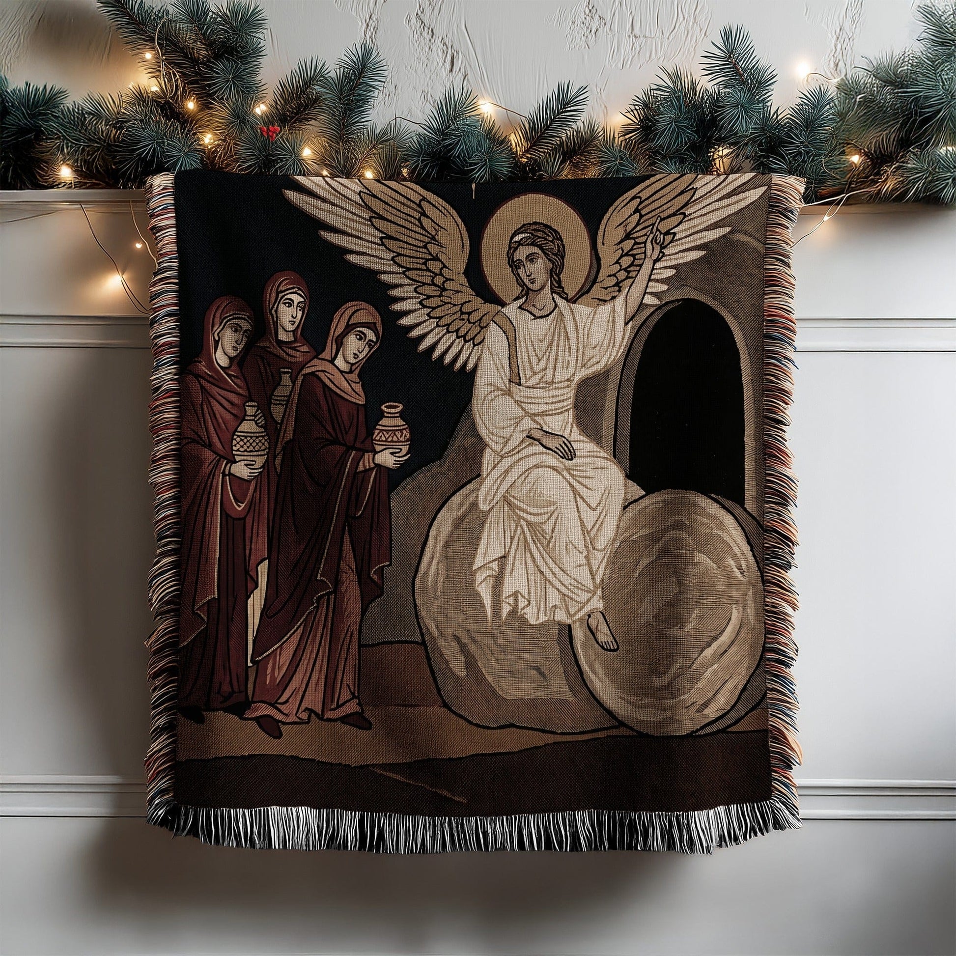 Nativity Angel and Women Scene Wall Hanging Tapestry