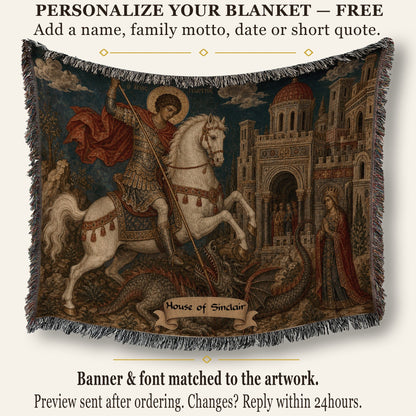 CalmNestStyle Saint George Icon With the Princess jacquard woven blanket