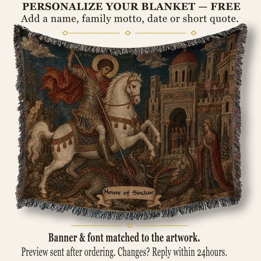CalmNestStyle Saint George Icon With the Princess jacquard woven blanket