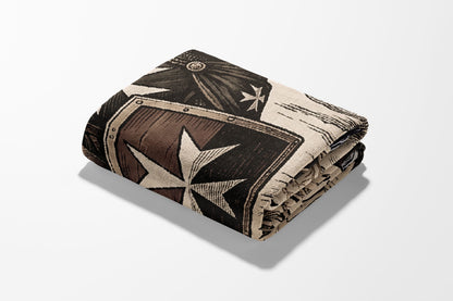 CalmNestStyle Hospitaller Knight With Banner In Hoc Signo Vinces Woven Blanket jacquard woven blanket