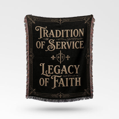 CalmNestStyle Tradition of Service Legacy of Faith Burgundy Woven Blanket jacquard woven blanket