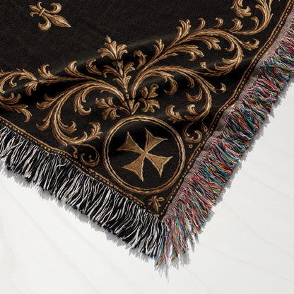 CalmNestStyle Order of Saint John Hospitallers Gold Banner Crest Woven Blanket jacquard woven blanket