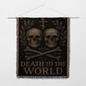 Death to the World Orthodox Cross Skulls Bones Tapestry