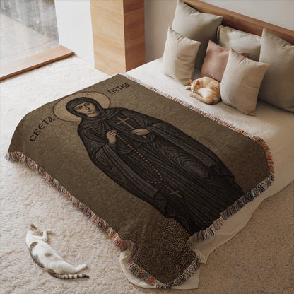 Saint Petka Blanket with Religious Artwork