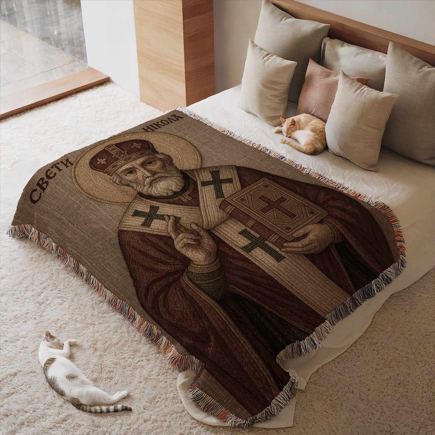 Religious Art St Nicholas Large Blanket