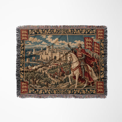 CalmNestStyle Richard the Lionheart Charging jacquard woven blanket