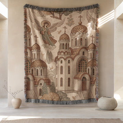 Rustic Aesthetic Angel and Cathedral Design Blanket