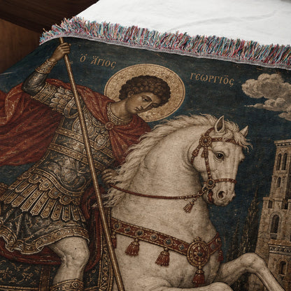 CalmNestStyle Saint George Icon With the Princess jacquard woven blanket
