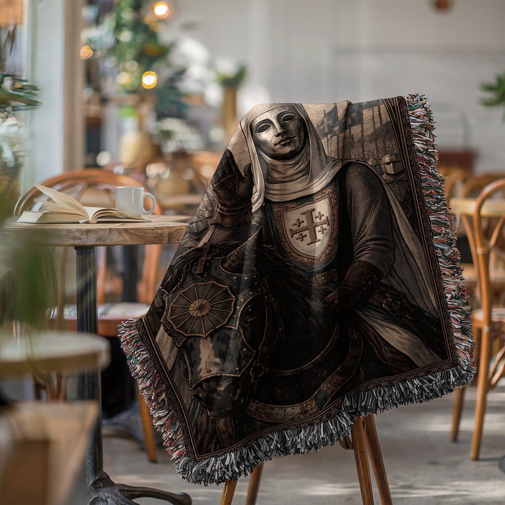 Medieval Knight Artwork on Elegant Throw Blanket