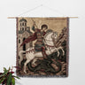 Serbian Orthodox Saint George Woven Blanket Religious Dragon Slayer Icon Tapestry