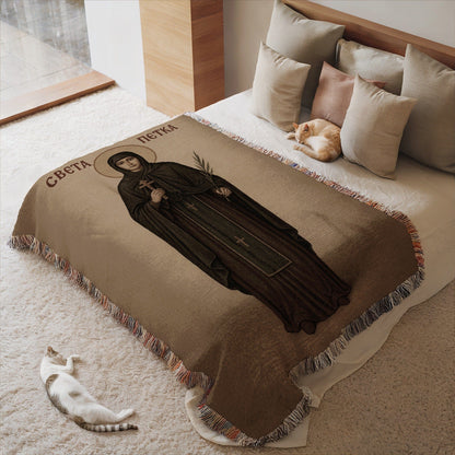Religious Icon Blanket Depicting Saint for Sleeping
