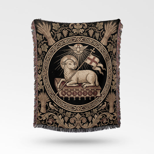 CalmNestStyle Agnus Dei Vintage Woven Blanket jacquard woven blanket