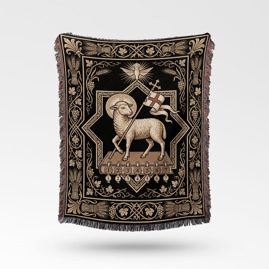 CalmNestStyle Agnus Dei Sacred Art Woven Blanket jacquard woven blanket