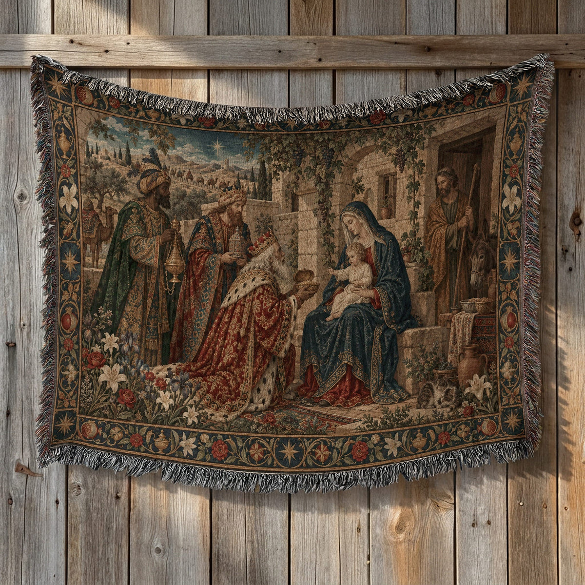 CalmNestStyle The Adoration of the Magi jacquard woven blanket