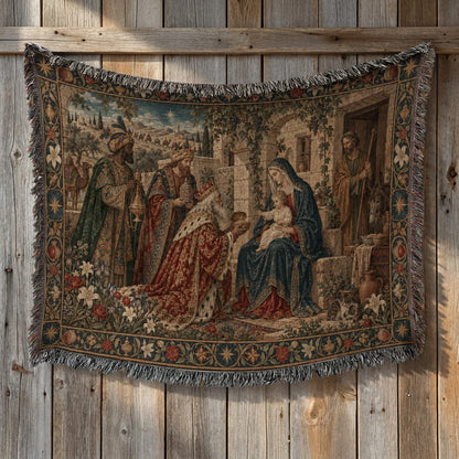 CalmNestStyle The Adoration of the Magi jacquard woven blanket