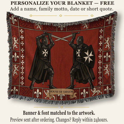 CalmNestStyle Hospitaller Knights Crossed Swords Lions Woven Blanket jacquard woven blanket