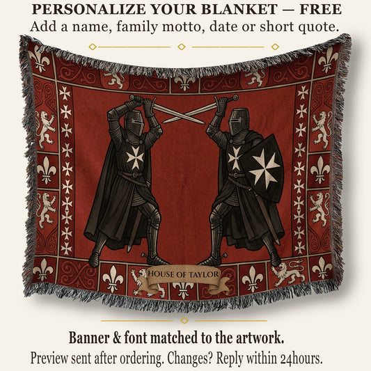 CalmNestStyle Hospitaller Knights Crossed Swords Lions Woven Blanket jacquard woven blanket
