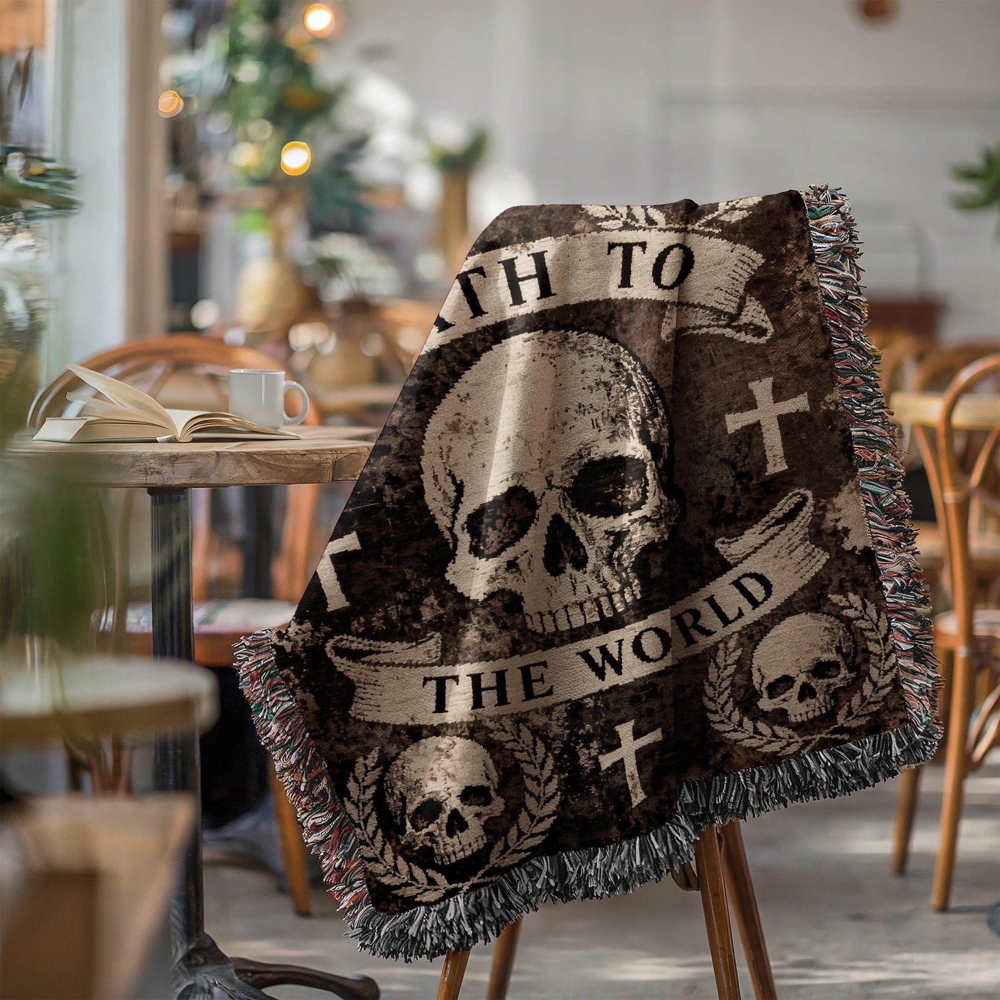 Skull Patterned Blanket with Gothic Design