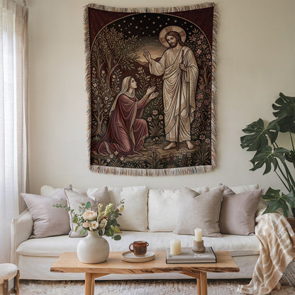 Religious Tapestry with Jesus and Woman Design Wall Decor