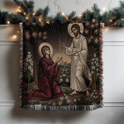 Religious Scene Throw Blanket with Jesus and Mary
