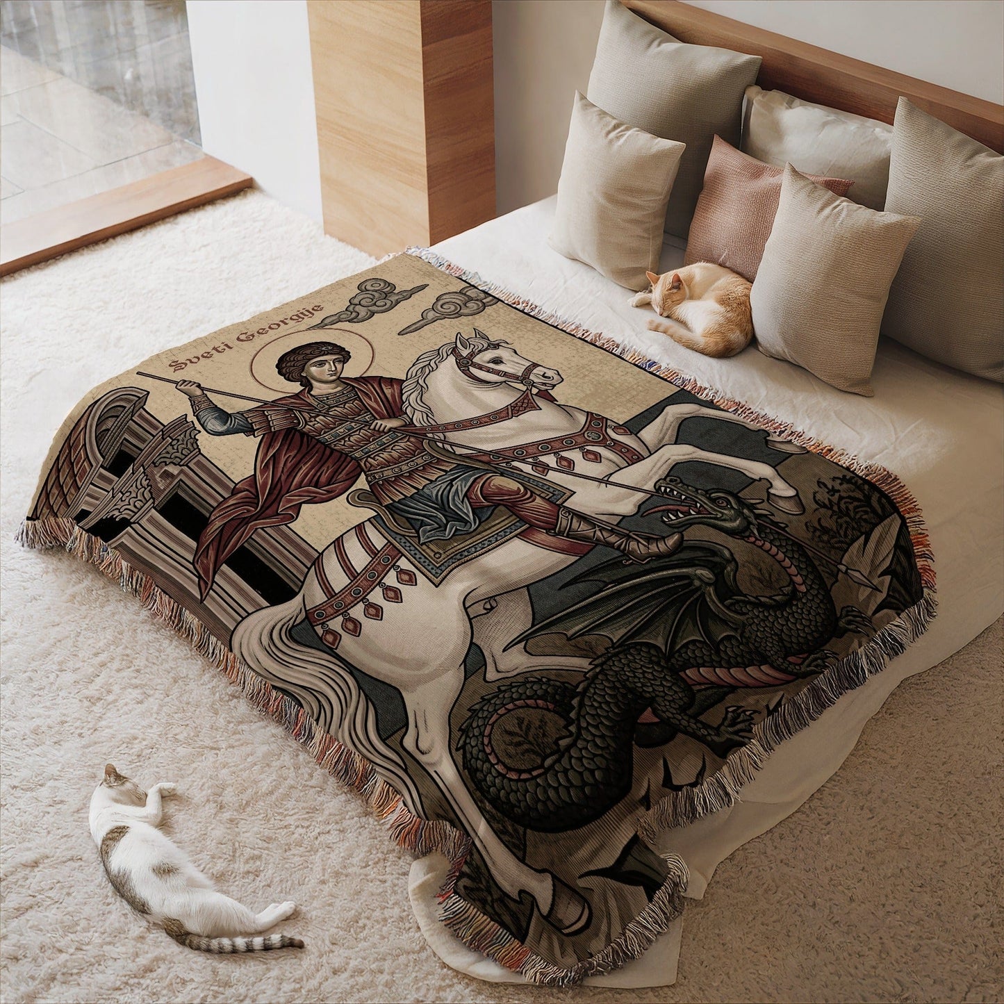 St George Slaying Dragon Tapestry Blanket