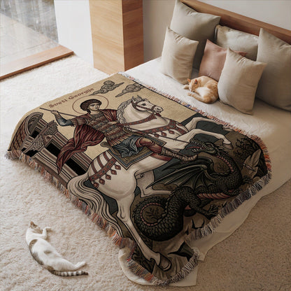 St George Slaying Dragon Tapestry Blanket